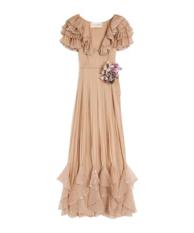 Valentino V-neck Dress Dress In Nude