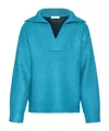 Valentino Garavani Turquoise Silk Blend Sweater In Blue