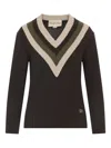 Valentino V-neck Sweater In Wool And Cashmere In Brown