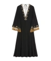 Valentino Embroidered Silk Georgette Midi Dress In Black