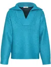Valentino Garavani Turquoise Silk Blend Sweater In Blue