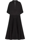 Valentino V-neck Midi Dress In Black