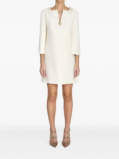 Valentino V-neck Mini Dress In White