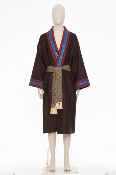 Valentino V-neck Robe Coat In Black