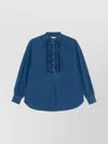 Valentino Classic Blue Denim Shirt With Ruffled Placket