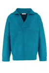 Valentino Garavani Turquoise Silk Blend Sweater In Blue
