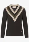 Valentino V-neck Sweater In Wool And Cashmere In Multi