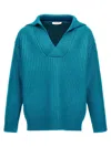 Valentino Garavani Turquoise Silk Blend Sweater In Blue