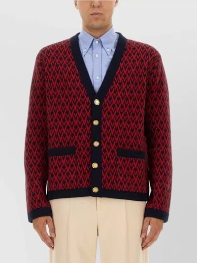 VALENTINO V-NECKLINE GEOMETRIC PATTERN SWEATER