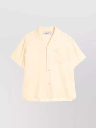 Valentino Silk Toute La V Bowling Shirt In Yellow