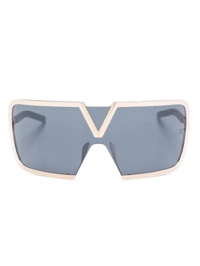 Valentino V-romask Shield-frame Sunglasses In Braun