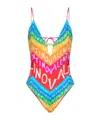 Valentino Chevron Lycra 24 One-piece Swimsuit Woman Multicolour L In Multi-color