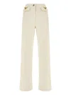 Valentino Vgold Low-rise Wide-leg Jeans In White