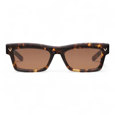 Valentino V - Sharp Brown Rectangular Unisex Sunglasses Vls-134 B 53 In ["brown","tortoise"]
