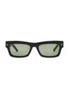 Valentino V-shape Rectangular Acetate Frame Unisex Dark Green 53 In Black