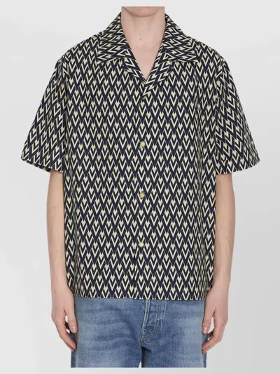 Valentino V Shirt Boxy Fit Cotton Poplin In Blue