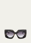 Valentino V-soul Acetate Butterfly Sunglasses In Blkgld