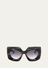 Valentino V-soul Acetate Butterfly Sunglasses In Black