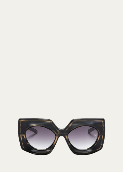 Valentino V-soul Acetate Butterfly Sunglasses In Black