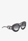Valentino Black Acetate Sunglasses In Black