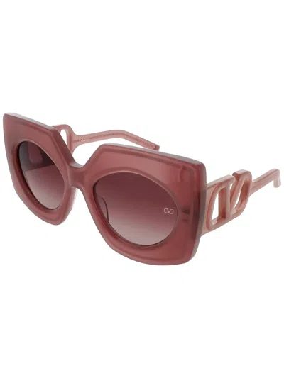 Valentino V Soul Sunglasses In Pnk - Gld - Powder Pink/rose Gold - Dark Rose Gradient