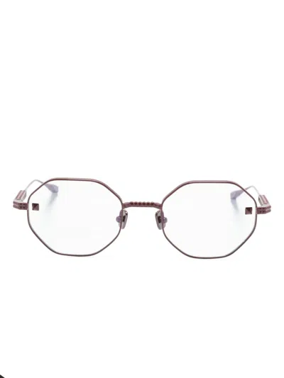 Valentino Garavani V-stud Geometric Frame Glasses In Purple