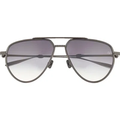 Valentino V-stud Ii 59mm Aviator Sunglasses In Black
