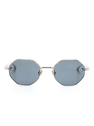 Valentino V-stud Sunglasses In Gold
