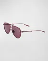 Valentino V-stud Titanium Aviator Sunglasses In Bdx