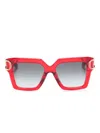 Valentino V-uno Square-frame Sunglasses In Red