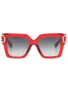 Valentino V-uno Square-frame Sunglasses In Red