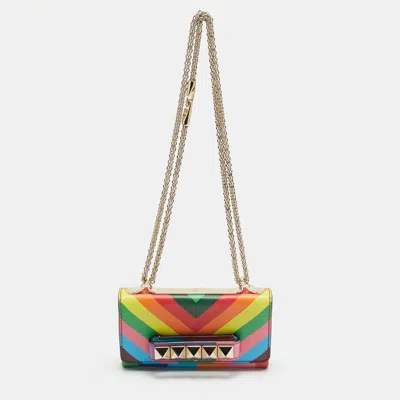 Pre-owned Valentino Garavani Va Va Voom 1973 Multicolor Leather Chain Clutch