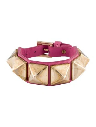 Pre-owned Valentino Garavani 'va Va Voom' Rockstud Bracelet, 7.5" In Pink