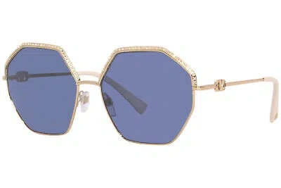 Pre-owned Valentino Va2044 300480 Sunglasses Women's Rose Gold/blue Round Shape 59mm