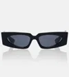 Valentino Vain Bold Vlogo Rectangular Sunglasses In Black