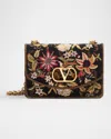Valentino Vain Embroidered Foldover Top Shoulder Bag In Multicolor Nero