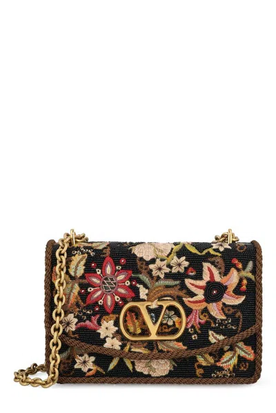 Valentino Garavani Valentino Vain Embroidered Foldover Top Shoulder Bag In Multi