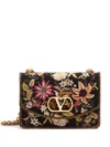 Valentino Vain Embroidered Foldover Top Shoulder Bag In Black