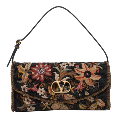 Valentino Garavani Garavani Vain Soft Embroidered Small Shoulder Bag Woman Multicolour Uni In Black