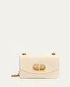 Valentino Garavani Garavani Vain Small Shoulder Bag In Shiny Calfskin Woman Ivory Uni In Butter White