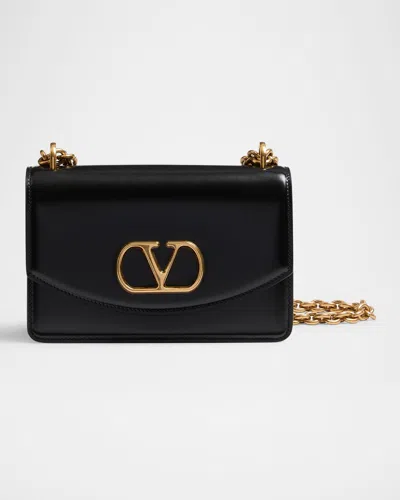 VALENTINO GARAVANI VAIN FLAP LEATHER CHAIN SHOULDER BAG