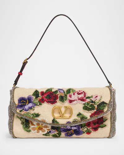 Valentino Garavani Vain Floral Beaded Clutch Bag