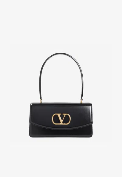 Valentino Garavani Vain Leather Shoulder Bag In Black