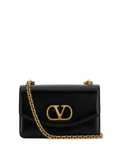 Valentino Garavani Leather Chain Strap Shoulder Bag In Black