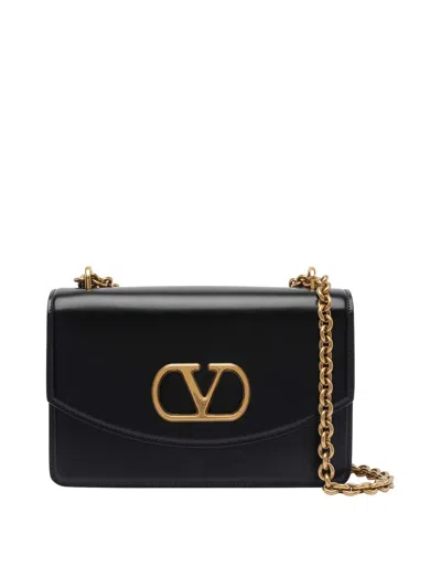 Valentino Garavani Small Leather Shoulder Bag With Adjustable Chain-link Strap In Black