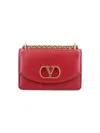 Valentino Garavani Vain Vlogo Leather Shoulder Bag In Red