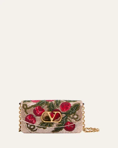 VALENTINO GARAVANI VAIN SMALL CHERRIES BEADED CLUTCH BAG