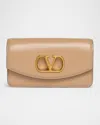 Valentino Vain Small Flap Leather Clutch Bag In Pink
