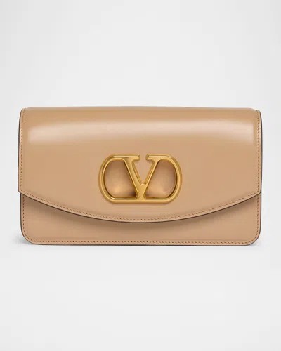 Valentino Garavani Vain Small Flap Leather Clutch Bag In Pink