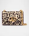 Valentino Vain Small Leopard Calf Hair Shoulder Bag In Black